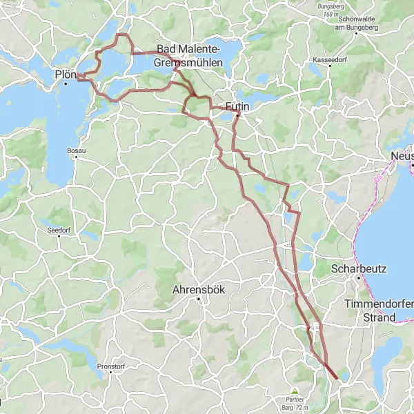 Map miniature of "Gravel Adventure" cycling inspiration in Schleswig-Holstein, Germany. Generated by Tarmacs.app cycling route planner