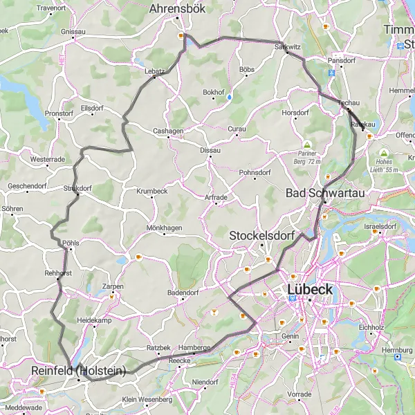 Map miniature of "Historical Bad Schwartau" cycling inspiration in Schleswig-Holstein, Germany. Generated by Tarmacs.app cycling route planner