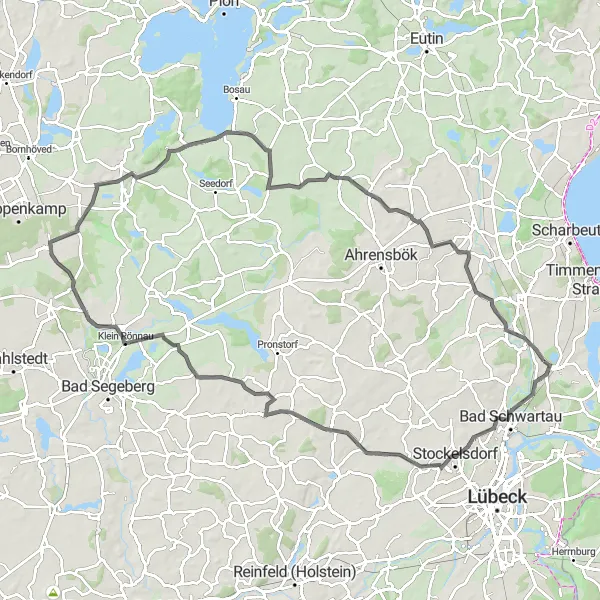 Map miniature of "Rural Beauty and Picturesque Towns" cycling inspiration in Schleswig-Holstein, Germany. Generated by Tarmacs.app cycling route planner