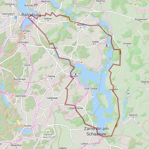 Karten-Miniaturansicht der Radinspiration "Gravelabenteuer rund um Ratzeburg" in Schleswig-Holstein, Germany. Erstellt vom Tarmacs.app-Routenplaner für Radtouren