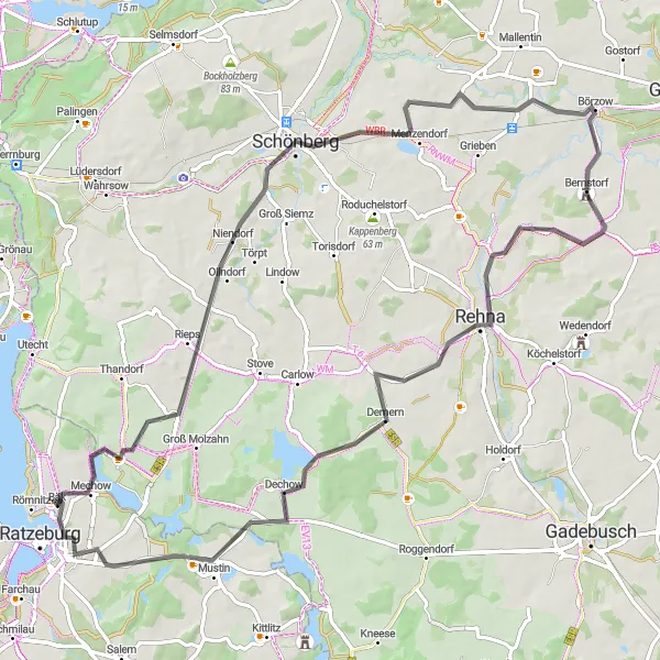 Map miniature of "Exploring Schleswig-Holstein's Scenic Roads" cycling inspiration in Schleswig-Holstein, Germany. Generated by Tarmacs.app cycling route planner