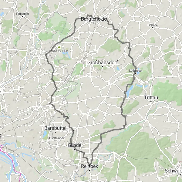 Map miniature of "Exploring Reinbek and Its Surroudings" cycling inspiration in Schleswig-Holstein, Germany. Generated by Tarmacs.app cycling route planner