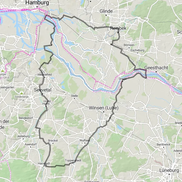 Map miniature of "Reinbek Loop" cycling inspiration in Schleswig-Holstein, Germany. Generated by Tarmacs.app cycling route planner