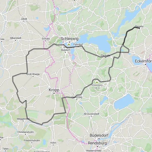 Karten-Miniaturansicht der Radinspiration "Radtour zu Naturhighlights" in Schleswig-Holstein, Germany. Erstellt vom Tarmacs.app-Routenplaner für Radtouren
