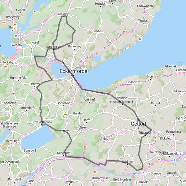 Map miniature of "Coastal and Canal Adventure" cycling inspiration in Schleswig-Holstein, Germany. Generated by Tarmacs.app cycling route planner