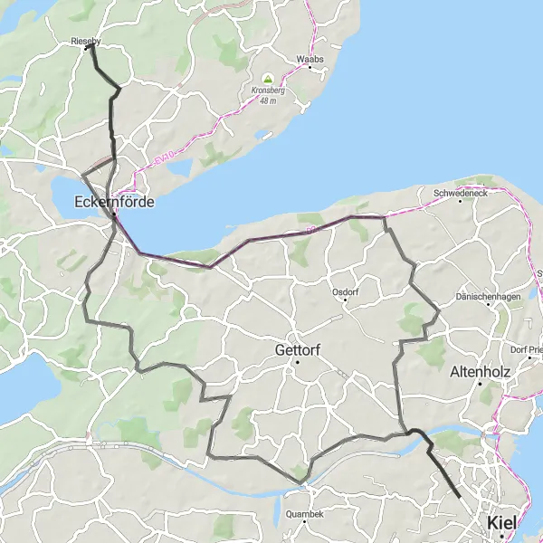 Map miniature of "Noer Scenic Ride" cycling inspiration in Schleswig-Holstein, Germany. Generated by Tarmacs.app cycling route planner