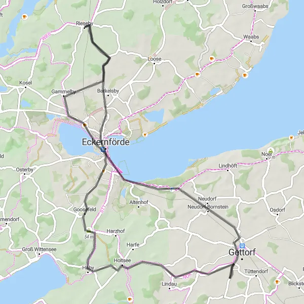 Karten-Miniaturansicht der Radinspiration "Rundtour durch Eckernförde" in Schleswig-Holstein, Germany. Erstellt vom Tarmacs.app-Routenplaner für Radtouren