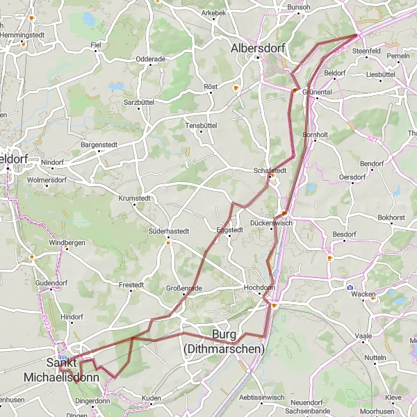 Map miniature of "Brickeln - Gieselautal Loop" cycling inspiration in Schleswig-Holstein, Germany. Generated by Tarmacs.app cycling route planner