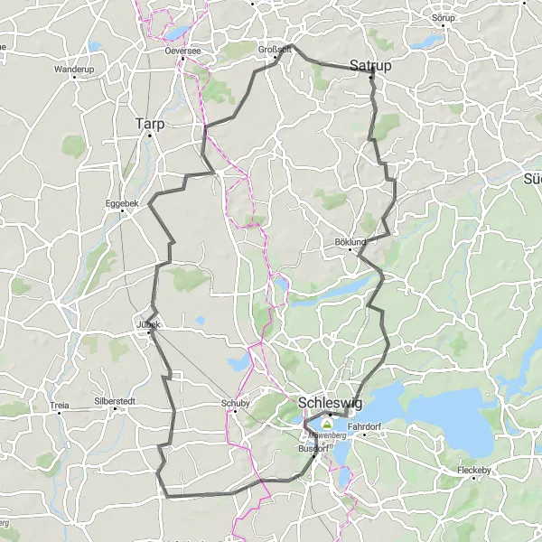 Karten-Miniaturansicht der Radinspiration "Böklund und Großsolt Panoramaroute" in Schleswig-Holstein, Germany. Erstellt vom Tarmacs.app-Routenplaner für Radtouren