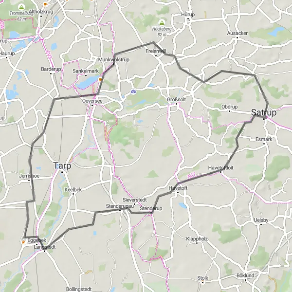 Map miniature of "Picturesque Sieverstedt Cycling Trail" cycling inspiration in Schleswig-Holstein, Germany. Generated by Tarmacs.app cycling route planner