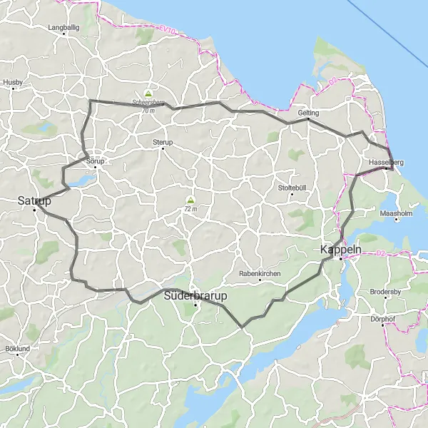 Map miniature of "Sörup to Schnarup-Thumby Loop" cycling inspiration in Schleswig-Holstein, Germany. Generated by Tarmacs.app cycling route planner
