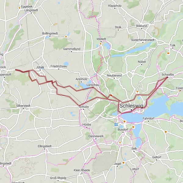 Map miniature of "Off-road Gravel Adventure" cycling inspiration in Schleswig-Holstein, Germany. Generated by Tarmacs.app cycling route planner