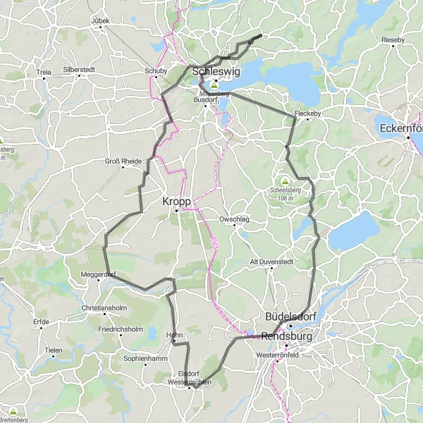 Karten-Miniaturansicht der Radinspiration "Entdeckungstour von Möwenberg nach Tetenhusen" in Schleswig-Holstein, Germany. Erstellt vom Tarmacs.app-Routenplaner für Radtouren