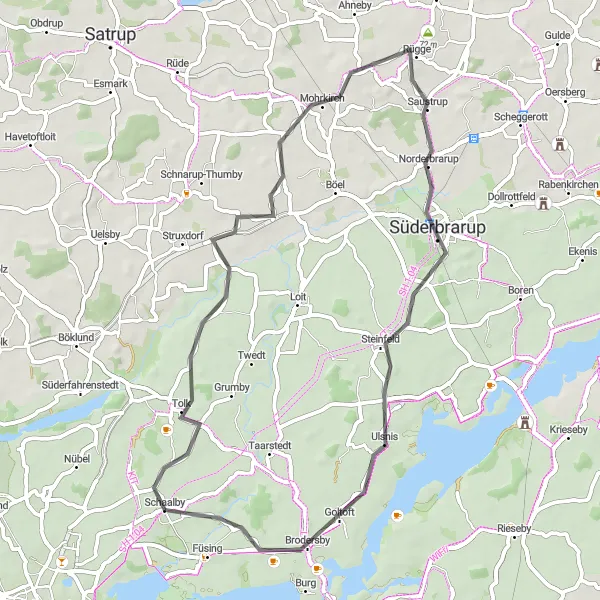 Map miniature of "Schaalby and Tolk Loop" cycling inspiration in Schleswig-Holstein, Germany. Generated by Tarmacs.app cycling route planner