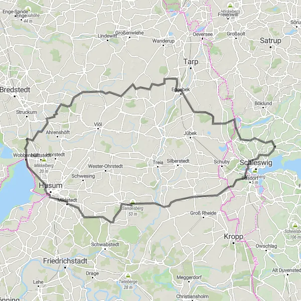 Map miniature of "Schleswig and Idstedt Adventure" cycling inspiration in Schleswig-Holstein, Germany. Generated by Tarmacs.app cycling route planner