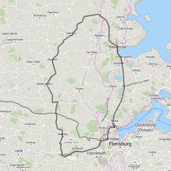 Map miniature of "Aabenraa and Galgebakken Tour" cycling inspiration in Schleswig-Holstein, Germany. Generated by Tarmacs.app cycling route planner