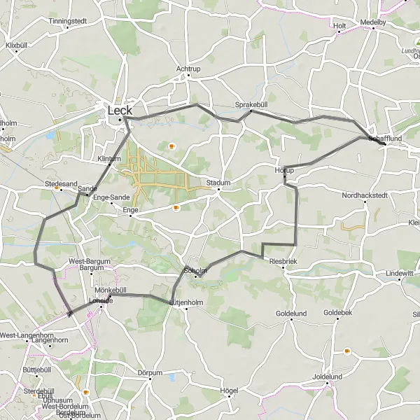 Map miniature of "Soholm and Klintumer Berg Circuit" cycling inspiration in Schleswig-Holstein, Germany. Generated by Tarmacs.app cycling route planner