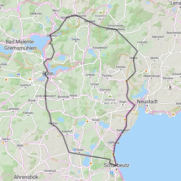 Map miniature of "Coastal Delights" cycling inspiration in Schleswig-Holstein, Germany. Generated by Tarmacs.app cycling route planner