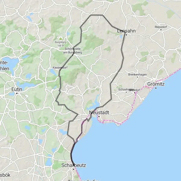 Map miniature of "The Countryside Escape" cycling inspiration in Schleswig-Holstein, Germany. Generated by Tarmacs.app cycling route planner