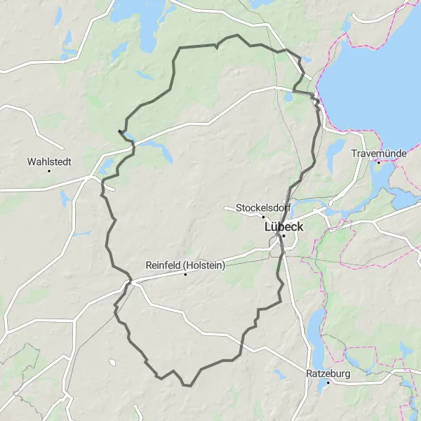 Map miniature of "Hills and Heritage" cycling inspiration in Schleswig-Holstein, Germany. Generated by Tarmacs.app cycling route planner