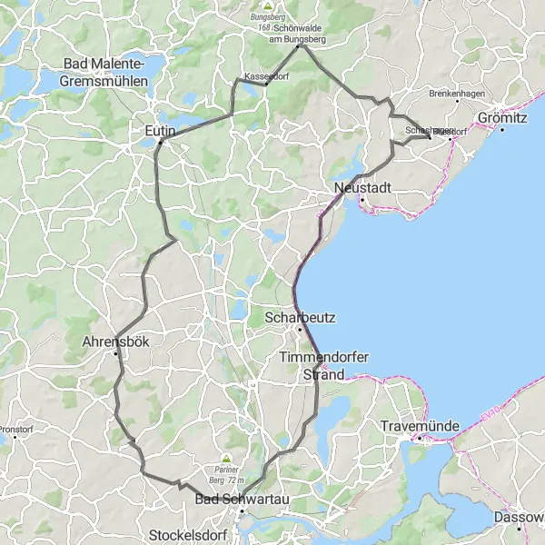 Map miniature of "Coastal Road Adventure" cycling inspiration in Schleswig-Holstein, Germany. Generated by Tarmacs.app cycling route planner