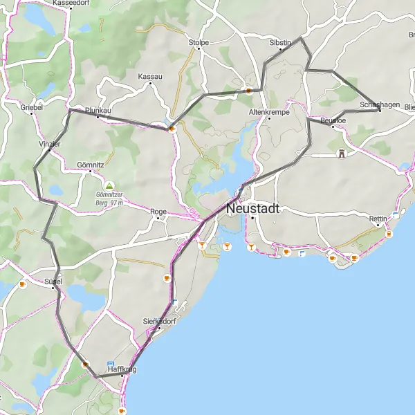 Karten-Miniaturansicht der Radinspiration "Kurzstrecke um Schashagen" in Schleswig-Holstein, Germany. Erstellt vom Tarmacs.app-Routenplaner für Radtouren