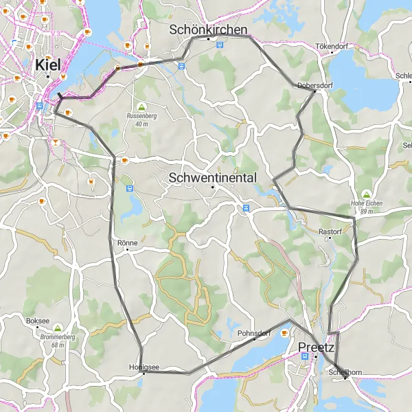 Map miniature of "Charming Road Cycling Tour" cycling inspiration in Schleswig-Holstein, Germany. Generated by Tarmacs.app cycling route planner