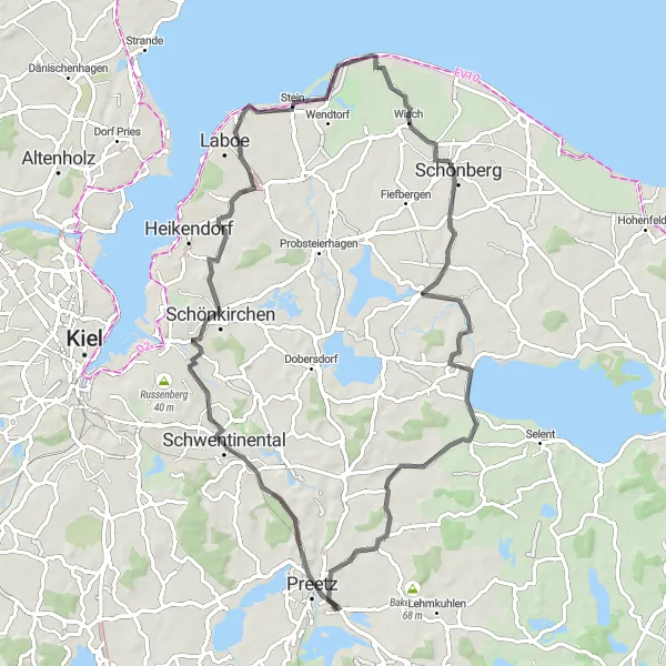 Map miniature of "Coastal Panorama Cycling Route" cycling inspiration in Schleswig-Holstein, Germany. Generated by Tarmacs.app cycling route planner