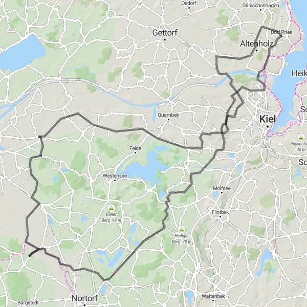 Map miniature of "Schilksee Road Escape" cycling inspiration in Schleswig-Holstein, Germany. Generated by Tarmacs.app cycling route planner