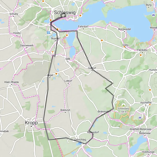 Map miniature of "Scenic Tour of Schleswig" cycling inspiration in Schleswig-Holstein, Germany. Generated by Tarmacs.app cycling route planner