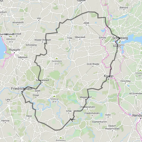 Map miniature of "Schleswig Roundtrip" cycling inspiration in Schleswig-Holstein, Germany. Generated by Tarmacs.app cycling route planner