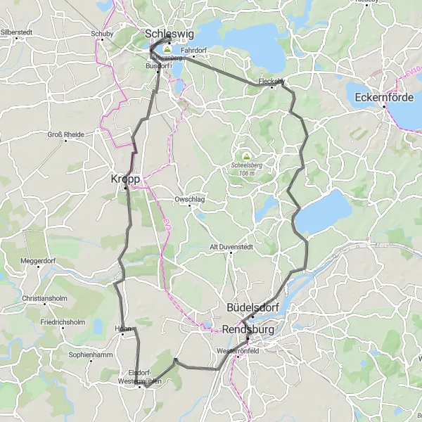 Map miniature of "Scenic Schleswig Route" cycling inspiration in Schleswig-Holstein, Germany. Generated by Tarmacs.app cycling route planner