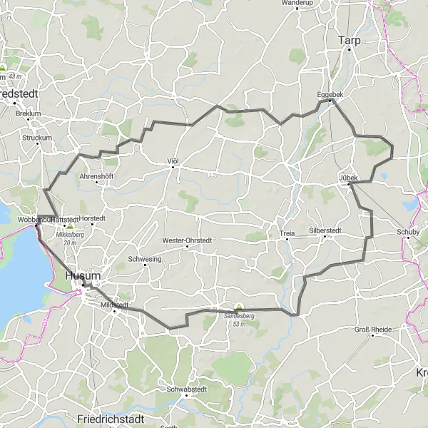 Karten-Miniaturansicht der Radinspiration "Eggebek-Hollingstedt-Radrunde" in Schleswig-Holstein, Germany. Erstellt vom Tarmacs.app-Routenplaner für Radtouren