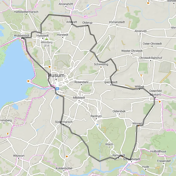 Map miniature of "Ahrenshöft Loop" cycling inspiration in Schleswig-Holstein, Germany. Generated by Tarmacs.app cycling route planner