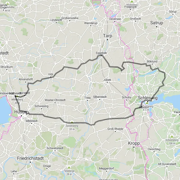 Karten-Miniaturansicht der Radinspiration "Epische 108 km Rundtour durch Schleswig-Holstein" in Schleswig-Holstein, Germany. Erstellt vom Tarmacs.app-Routenplaner für Radtouren