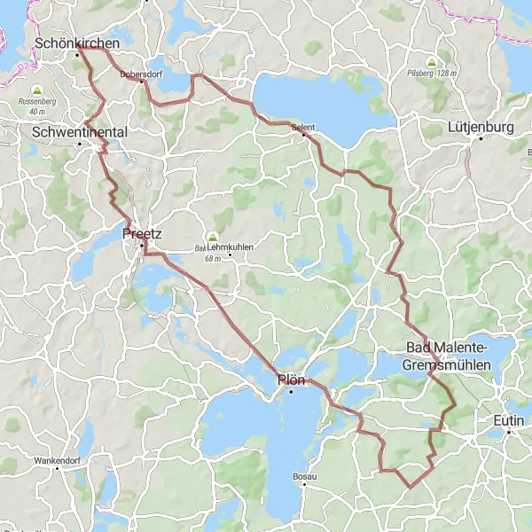 Map miniature of "The Gravel Adventure" cycling inspiration in Schleswig-Holstein, Germany. Generated by Tarmacs.app cycling route planner