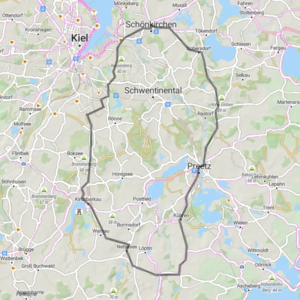 Map miniature of "Pristine Preetz Ride" cycling inspiration in Schleswig-Holstein, Germany. Generated by Tarmacs.app cycling route planner