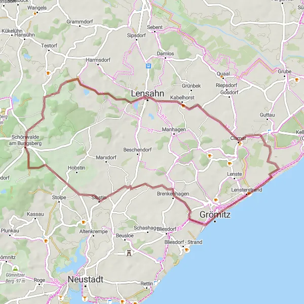 Map miniature of "Bungsberg Loop" cycling inspiration in Schleswig-Holstein, Germany. Generated by Tarmacs.app cycling route planner