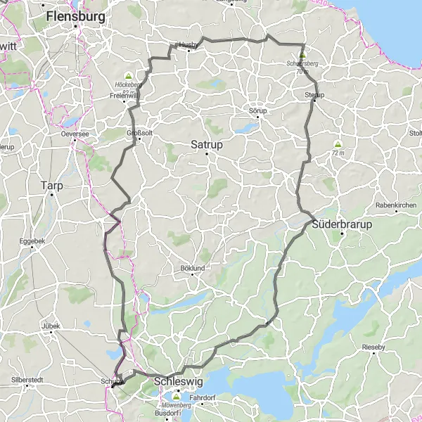 Karten-Miniaturansicht der Radinspiration "Rund um Schuby" in Schleswig-Holstein, Germany. Erstellt vom Tarmacs.app-Routenplaner für Radtouren