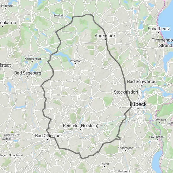 Map miniature of "Roads Less Traveled" cycling inspiration in Schleswig-Holstein, Germany. Generated by Tarmacs.app cycling route planner