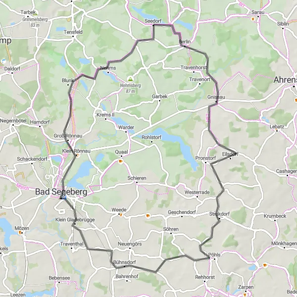 Map miniature of "Seedorf Loop" cycling inspiration in Schleswig-Holstein, Germany. Generated by Tarmacs.app cycling route planner