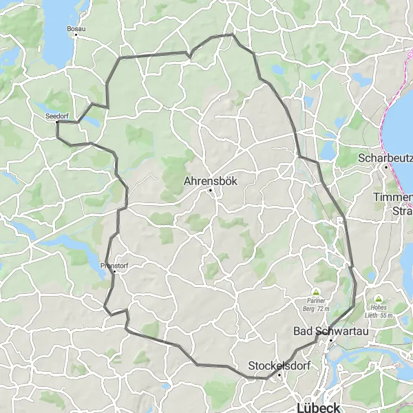 Karten-Miniaturansicht der Radinspiration "Radtour durch Braak und Ratekau" in Schleswig-Holstein, Germany. Erstellt vom Tarmacs.app-Routenplaner für Radtouren