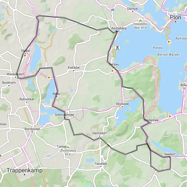 Karten-Miniaturansicht der Radinspiration "Rund um Schmalensee" in Schleswig-Holstein, Germany. Erstellt vom Tarmacs.app-Routenplaner für Radtouren