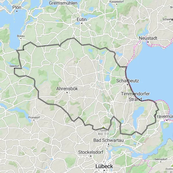 Map miniature of "Baltic Sea Coast Ride" cycling inspiration in Schleswig-Holstein, Germany. Generated by Tarmacs.app cycling route planner