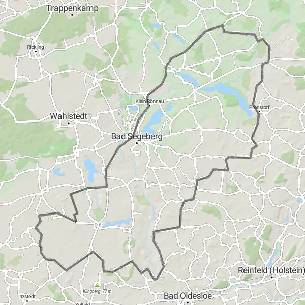 Map miniature of "Bad Segeberg Tour" cycling inspiration in Schleswig-Holstein, Germany. Generated by Tarmacs.app cycling route planner