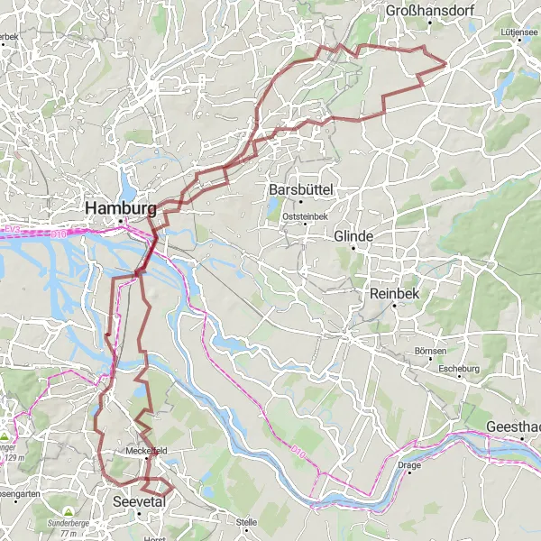 Map miniature of "Hamburg Gravel Adventure" cycling inspiration in Schleswig-Holstein, Germany. Generated by Tarmacs.app cycling route planner