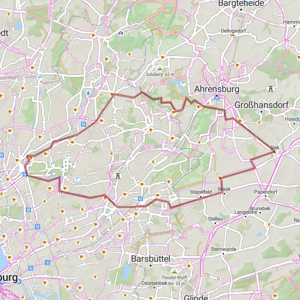 Map miniature of "The Gravel Adventure" cycling inspiration in Schleswig-Holstein, Germany. Generated by Tarmacs.app cycling route planner