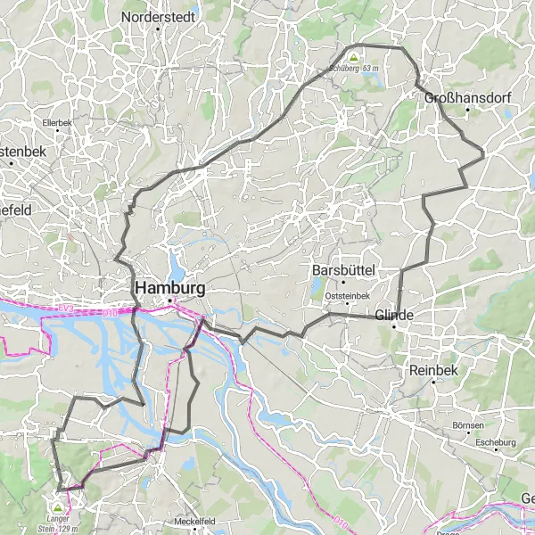 Karten-Miniaturansicht der Radinspiration "Panoramatour ab Siek: Historische Highlights und grüne Parks" in Schleswig-Holstein, Germany. Erstellt vom Tarmacs.app-Routenplaner für Radtouren