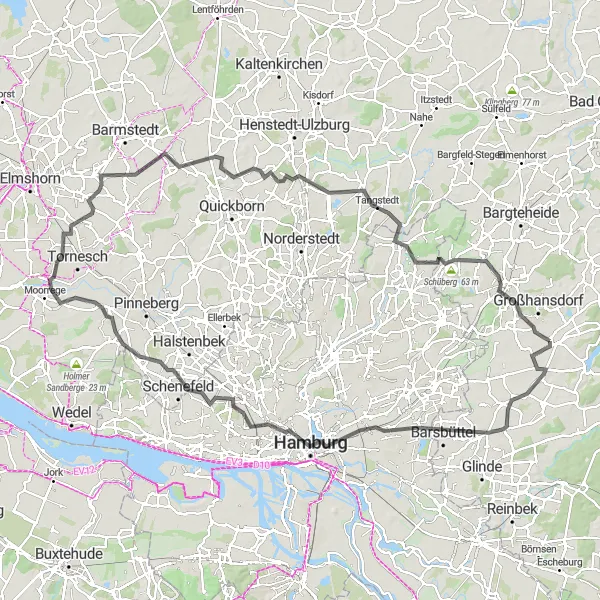 Map miniature of "Hamburg Road Challenge" cycling inspiration in Schleswig-Holstein, Germany. Generated by Tarmacs.app cycling route planner