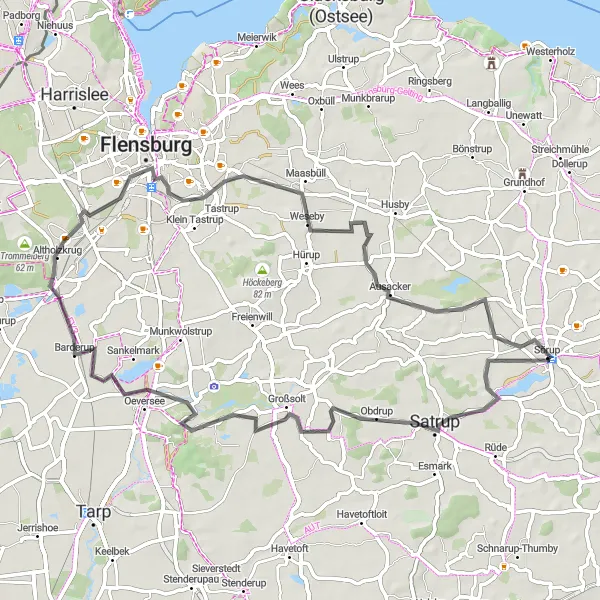 Map miniature of "The Sankelmarker See Circuit" cycling inspiration in Schleswig-Holstein, Germany. Generated by Tarmacs.app cycling route planner